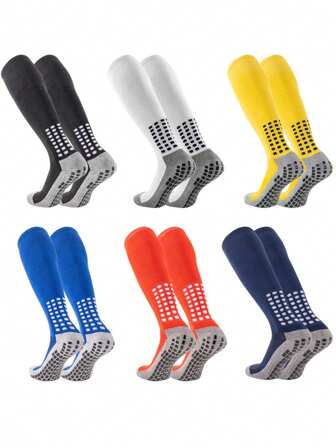1 Pair Kids Knee-High Sports Socks, Towel Sole Thickened Anti-Slip Soccer Socks, Suitable For 8-12 Years Old Boys And Girls Daily Sports