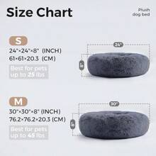 WESTERN HOME  Dog & Bed, Anti-Anxiety Donut Cuddler Warming Cozy Soft Round Bed, Fluffy Faux Fur Plush Cushion Bed Small Medium Dogs And Cats (20/24/27/30) - Navy Grey - 查看 4