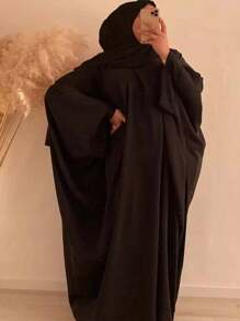 1 pezzo Abito da donna con maniche a pipistrello lunghe e hijab abbinato, adatto per uso quotidiano, abbigliamento islamico di Dubai