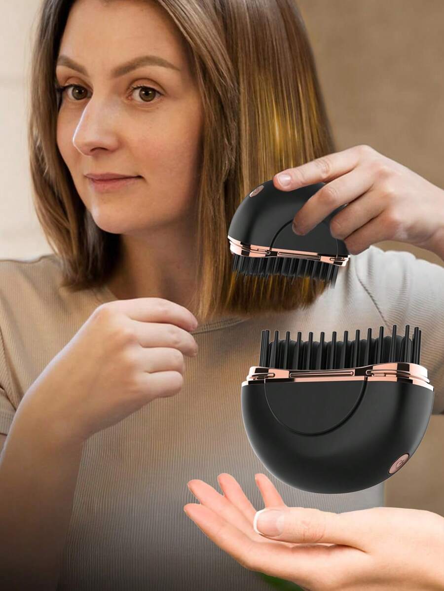 Mini Portable Cordless Straight Hair Comb,Portable Negative Ion Straightening Brush,Long Battery Hot Comb Hair Straightener,Lightweight & Mini Carry,Settings Anti-Scald