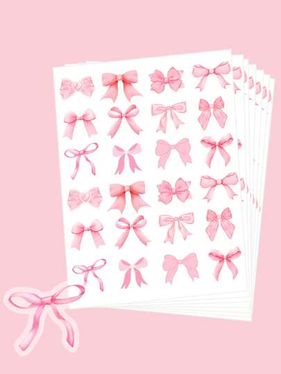 24/48pcs Bows Decal Set Coquette Aesthetic Bows Decorate Your Phone Water Bottle Decals Cute Style Stickers Ballerina Bows