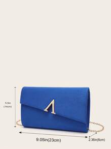 Fashionable Velvet Clutch Bag With V-Shaped Decor, Suitable For Daily Use - Blue - View 9