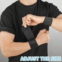 1pair Wrist Support With Compression Strap, Adjustable Elastic Sleeve For , Tennis, Fitness, Weightlifting, Bowling, Small Part Of Wrist, Unisex (Black)