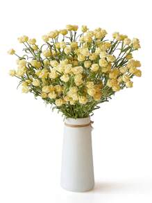 1/3/6 件人造花迷你玫瑰花束逼真 DIY 泡沫花卉装饰适用于母亲节礼物婚礼花束/中心装饰、户外派对背景、房间/桌子和花园/盆栽装饰 - 黃色 - 查看 4