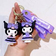Sanrio 2 piezas Llavero de Kuromi de Sanrio oficial en forma de negro y morado, para decorar el coche, la bolsa, accesorios de anime