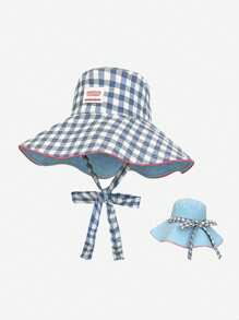 1pc Women Reversible Checkered Bucket Hat, Tie Closure, Casual Sunscreen Hat For Spring/Autumn, Suitable For Outdoor And Daily Use - MZ2679 - View 8