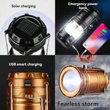 1pc Solar Multifunctional Handheld Camping Lamp Tent Lamp LED Portable Flashlight Portable Waterproof Emergency Powered Work Light Rechargeable Led Torch 2025 New Upgraded - As Shown In the Figure - View 5