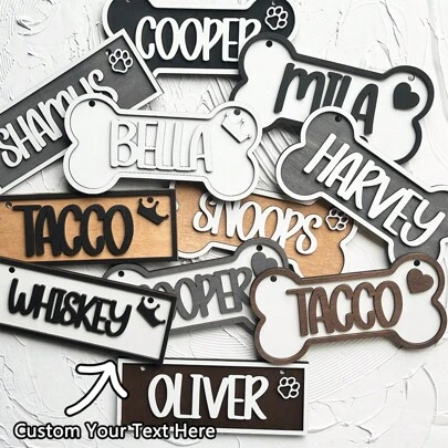 Customized Acrylic Name Plate For Cages, Dog Beds, Dog Kennels, Pet Decorations, Gifts For Dog Lovers, Wooden Pet Name Plates, Customized Dog Gifts Ornamental,Engraved Stylish,Fashion,Colorful,Vintage,Cute,Contracted,Cuties Custom,Unique,Customized,Personalized Pet For Anniversaries,For Birthdays