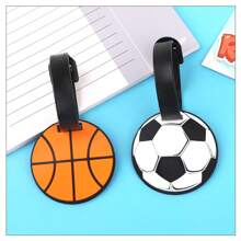 2 件装新款运动设计行李牌，篮球和足球形状 PVC 行李牌，适合旅行 - 彩色 - 查看 10