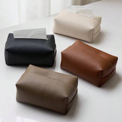 1pc Leather Tissue Box Waterproof Kitchen Accessories,Decorative Tissue Box,Napkin Holder For Table,Tissue Box Bathroom
