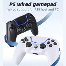 1 pieza Control de juego con cable compatible con consola y PC, motor de vibración dual, compatible con auriculares y micrófono, opciones de color negro y blanco, con función de pantalla táctil - forma - Ver 3