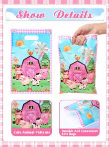 10pcs Farm Animals Gift Packing Handbags, Cow Sheep Printed Plastic Gift Packing Bags, Treat Bags, Thank You Gift Bags, Small Shopping Bags, Farm Animals Theme Babe Shower Birthday Gender Reveal Home Table Decor, Farm Animals Pattern Pink Plastic Packaging Bags, For Mother's Day, Bridesmaid Gifts, Graduation Gifts, Birthday Gifts, Wedding Gifts
