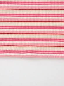 Balabala 女孩條紋背心，甜美時尚的夏裝 - 紅色調 - 查看 6