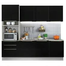 Cocina Integral Completa Modular Madesa Lux  240cm Color Blanco/Negro 03 - Blanco y Negro - Ver 2