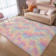 1 件，适用于卧室的柔软地毯，蓬松、防滑毛绒绒毛绒柔软毛茸床边地毯，扎染客厅地毯，适合女孩儿童婴儿青少年宿舍家居装饰，卧室客厅育儿室地毯，易于护理的家居装饰 - 彩虹紮染 - 查看 14