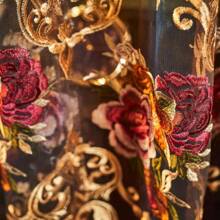 Vintage Style Floral Pattern Embroidered Curtain, 1 Count Retro Decorative Drapes, Window Decorations Supplies For Home Living Room Bedroom - 132*213厘米 - 查看 8