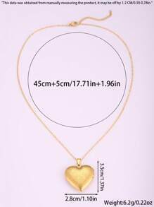1 件不锈钢个性化心形花卉情侣项链，奢华装饰吊坠适合日常佩戴或送礼 - 金色 - 查看 6