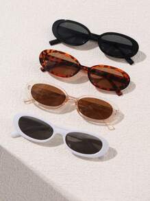 4 Pairs Of New European & American Style Cat Eye Sunglasses, As Well As Unique Streetwear Sunglasses Suitable For Casual Wear - Multicolor - View 10