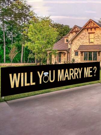 1pc "Will You Marry Me?" Proposal Banner - 2 Sizes, Multiple Styles (Floral/Neon/Rustic), Outdoor Engagement Polyester Decoration, Spring Party & Wedding Backdrop