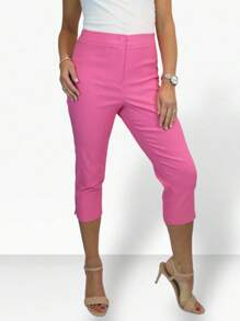 Paulo Due Womens Cropped 3/4 Length Capri Trousers - Hot Pink - View 1