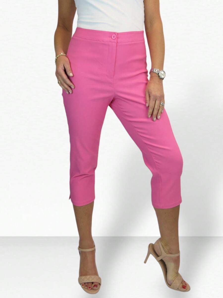 Paulo Due Womens Cropped 3/4 Length Capri Trousers - Hot Pink - View 1