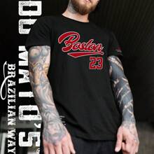 BOSTON T-Shirt For Men And Women Printed Front And Back 100% Cotton T-SHIRT Of Great Quality Shirt - màu đen - Xem 4