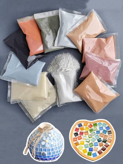 100g Mosaic Special Material Grout Powder, Multi-Color Crystal Grout, Waterproof And Moisture-Proof Tile Beauty Grout Grout - Perfect For Home Decoration Projects, Cups, Vases, Candlesticks, DIY Kits, Photo Frames, Cabinet Doors, Backsplashes, Countertops, Coasters, Jewelry Boxes