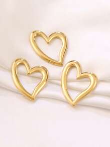 3pcs Stainless Steel Big Heart Pendant Findings High Quality 18K Gold Plated Heart Charms For DIY Jewelry Making Supplies Accessories