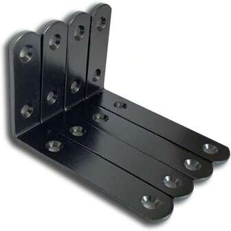 4pcs Heavy-Duty Black Metal L-Shaped Shelf Brackets - Sturdy Corner Joints For Wall-Mounted Floating Shelves, Decorative Storage And Display - Easy Installation And Rust-Resistant