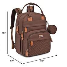 Diaper Bag Backpack - Baby Essentials Travel Tote - Multi Function Waterproof Diaper Bag, Travel Essentials Baby Bag With Changing Pad, Stroller Straps & Pacifier Case - Unisex, Dark Gray - Coffee - View 8