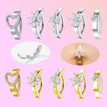 1pc Smooth Navel Piercing Jewelry, Rhinestone Zirconia Design, Hot Selling Belly Button Ring,