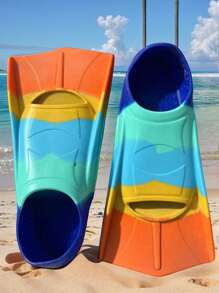 1pc Comfortable Silicone Swim Fins For Teenagers, Suitable For Swimming And Diving, Size Suitable For Beginner Adults, Please Order One Size Up, Beach Essentials, Beach Accessories, Pool Float