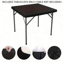Square Black Elastic Polyester Tablecloth, Stretchy Square Table Cover Suitable For Weddings, Bridal Showers, Birthdays And General Events, Perfect For Picnics, Camping, Outdoor Cafes, Traveling, BBQs And Parties