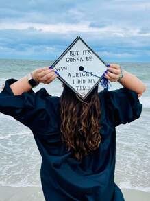 5 件毕业帽装饰，毕业装饰，闪光 DIY 毕业帽贴纸，带粘性背衬，用于 DIY 毕业帽装饰，祝贺毕业派对用品，毕业工艺品 DIY 剪贴簿用品，毕业派对礼物