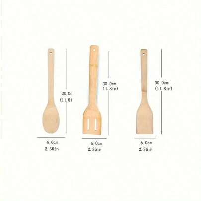 1/3PCS/Set Of Bamboo Kitchen Utensils, Including Non Stick Spatulas, Solid Spoons And Long Handled Wooden Cooking Tools, Durable Bamboo Kitchen Tools And Slotted Spoons, Natural Wooden Kitchen Utensils, Household Kitchen Items, Minimalism, Gifts For Mothers