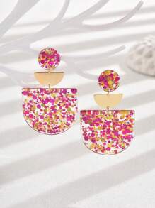 1 paire de boucles d'oreilles pendantes de style bohémien, texture semi-circulaire simple multicolore pour femmes. Nouveaux accessoires de mode pour mariage, fête, Thanksgiving, Nouvel An, cadeau de vacances