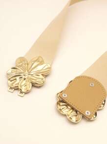 1 件优雅的金属花朵装饰弹性腰带，波西米亚风格，适合长袍、秋季节日配饰、长裙、衬裙、舞会礼服，适合学生、女牛仔、商务休闲女性以及圣诞节/万圣节派对礼物秋季、秋季、万圣节 - 米色 - 查看 4