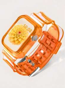 2 合 1 水晶透明表带带保险杠外壳兼容 Apple Watch 38/40/41/42/44/45/46 毫米，果冻运动保护性替换腕带表带兼容 Apple Watch 10/9/8/7/6/5/4/3/2/1/SE 女士男士