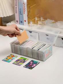 1pc Clear Flip-Top Storage Box For Office Supplies - Durable Plastic Organizer Back To School