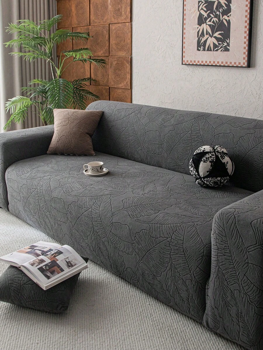 1 Vỏ bọc ghế sofa đàn hồi Jacquard, Vỏ bọc ghế sofa chống trượt phong cách hiện đại, Thích hợp cho ghế sofa hình chữ L và ghế sofa 1/2/3/4 chỗ ngồi, Phổ biến cho mọi mùa, Dễ dàng lắp đặt và tháo gỡ - Màu xám đen - Xem 1