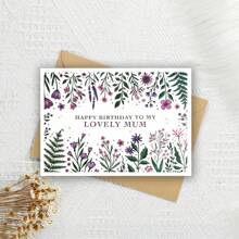 Tarjetas de cumpleaños para mamá - Tarjetas de cumpleaños feliz con flores - Tarjetas con flores - Tarjetas de cumpleaños divertidas - Flores de jardín rosadas y moradas - Regalos de cumpleaños para mamá