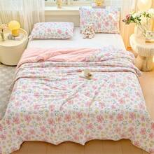1pc Ditsy Floral Soft And Comfortable Ruffled Quilt/Blanket, Suitable For Bedroom, Dormitory, Office Nap, Does Not Include Pillow And Pillow Case - Flowers Bloom On the Left Bank - View 5