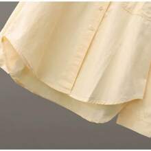 Cream Yellow Women Shacket, Suitable For All Seasons, Pocketed Solid Color Casual Cardigan, Women Summer Tops - Yellow - View 6