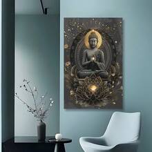 Framed  Buddha And Lotus Mandala Canvas Art  Wall Decor For Living Room, Home, Office And Special Occasions - Framed - View 4