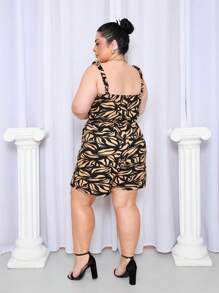 Women's Plus Size Jumpsuit Short Skirt With Printed Lining Summer - 顏色 21 - 查看 6