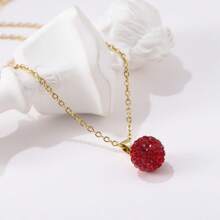 PHCOO 1 pieza Colgante de collar de corazón de cristal con forma de fresa de acero inoxidable, collar con cadena de labios, regalo del Día de la Madre