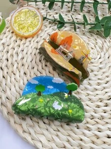 1pc New Fashion Hairpin Claws, Spring, Summer, Autumn And Winter Four Seasons Graffiti Acetate Grab Clip Ladies Hair Claw , New Hair Clip Hair Ornament