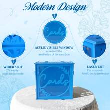 Wedding Card Box Graduation Card Box, Pink/Blue PVC Gift Card Box With Slot And Acrylic Window, DIY Large Card Box For Wedding Reception Party Graduation Baby Shower Birthday Decorations - Wedding Card Box - View 8