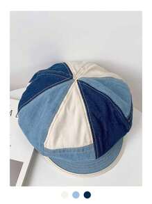 1 件装轻质透气复古快干贝雷帽，适合春夏街头穿着，适合小脸，带檐艺术家画家帽，大头尺寸，防晒，报童帽