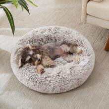 WESTERN HOME  Dog & Bed, Anti-Anxiety Donut Cuddler Warming Cozy Soft Round Bed, Fluffy Faux Fur Plush Cushion Bed Small Medium Dogs And Cats (20/24/27/30) - White Khaki - 查看 2